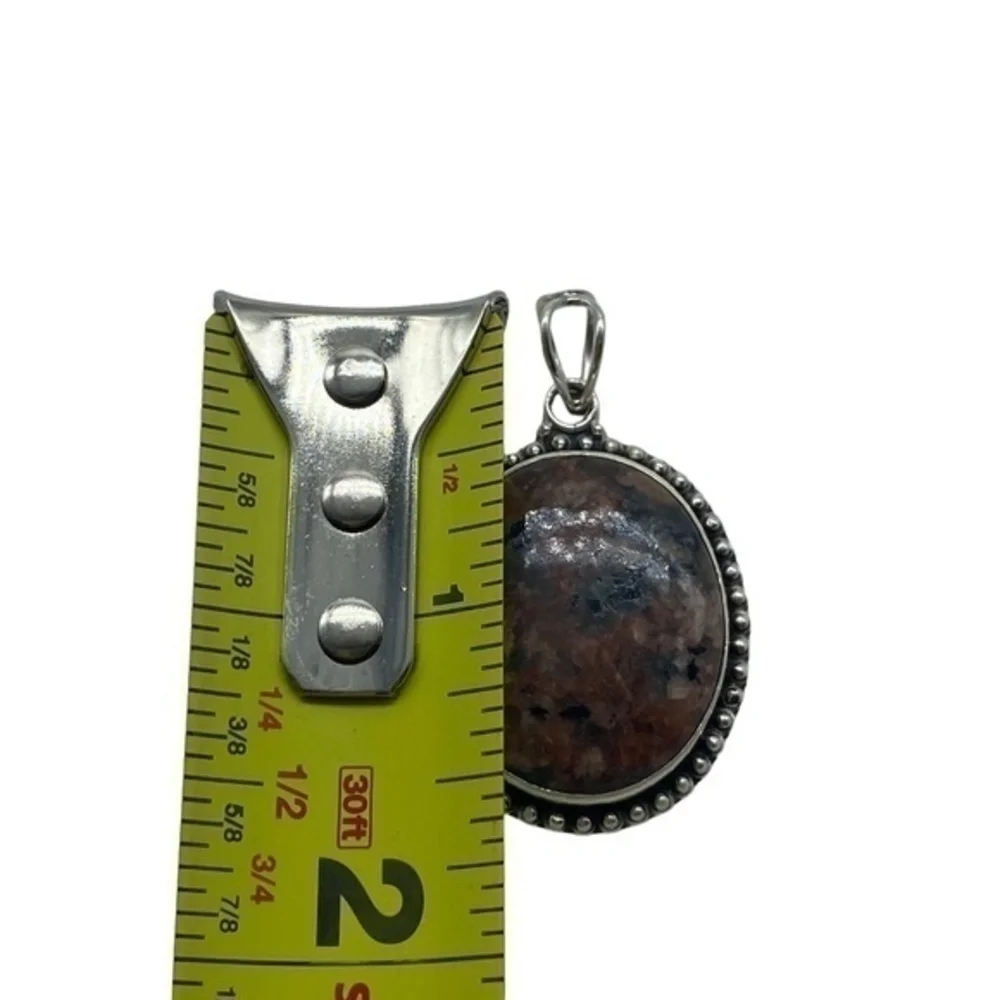 Gila Jasper Gemstone Sterling Silver 925 Pendant 1.9in